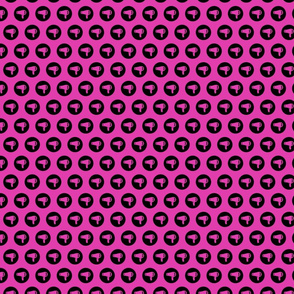 Blow Dryer Icon Circles Salon & Barbershop Pattern in Black on Hot Pink Background (Mini Scale)