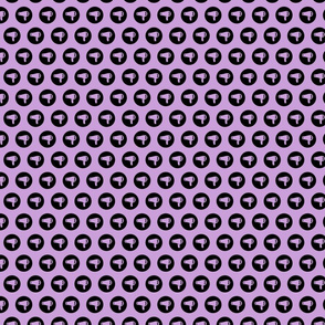 Blow Dryer Icon Circles Salon & Barbershop Pattern in Black on Lilac Purple Background (Mini Scale)