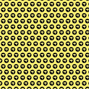 Blow Dryer Icon Circles Salon & Barbershop Pattern in Black on Soft Yellow Background (Mini Scale)