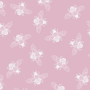 Ditsy Bees Faded Rose // large
