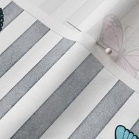 Colorful Butterflies on Grey Stripes
