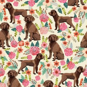 pudelpointer florals fabric - dog fabric, vintage floral - cream
