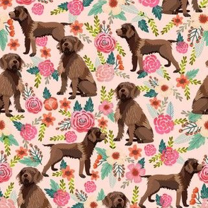 pudelpointer florals fabric - dog fabric, vintage floral - light peachy pink