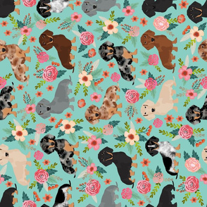 LARGE doxie dachshunds florals cute dog fabric best dog designs cute dogs florals vintage flowers
