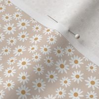 TINY daisy print fabric - daisies, daisy fabric, baby fabric, spring fabric, baby girl, earthy - tan