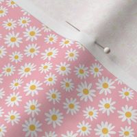 TINY daisy print fabric - daisies, daisy fabric, baby fabric, spring fabric, baby girl, earthy - pink