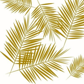 palm leaves - golden on white 