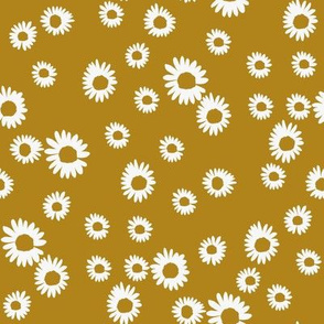 daisy fabric - cute floral daisies design - mustard
