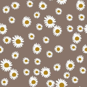 daisy fabric - cute floral daisies design - brown