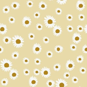 daisy fabric - cute floral daisies design - yellow