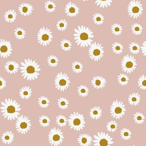 daisy fabric - cute floral daisies design - dusty pale pink