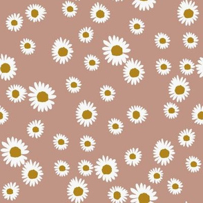 daisy fabric - cute floral daisies design - apricot