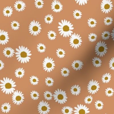 daisy fabric - cute floral daisies design - copper