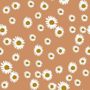 daisy fabric - cute floral daisies design - copper