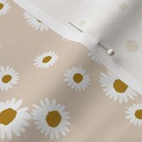 daisy fabric - cute floral daisies design - tan