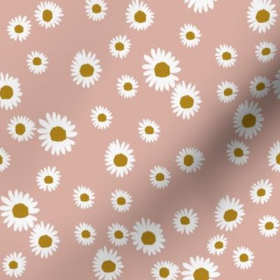 daisy fabric - cute floral daisies design - dusty pink