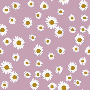 daisy fabric - cute floral daisies design - mauve