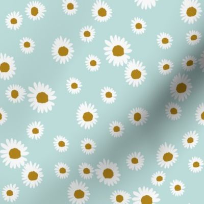 daisy fabric - cute floral daisies design - light blue