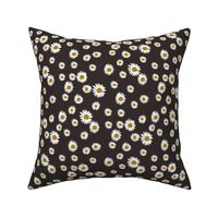 daisy fabric - cute floral daisies design - almost black