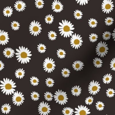 daisy fabric - cute floral daisies design - almost black