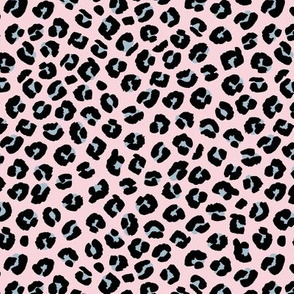 Mini panther spots and leopard dots animal print boho summer nursery pink black blue
