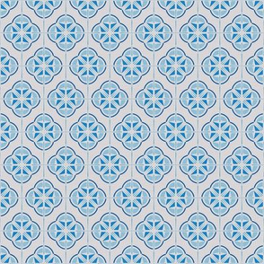Retro Tiles in Classic Blue / Small Scale
