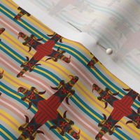 Small - L'Esprit de Lot et Garonne - A Stylized Iconic Bird on Variegated  Stripes