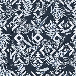 Bohemian Jungle in Navy Blue / Small Scale