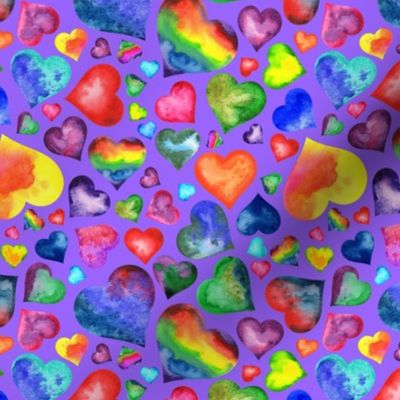 Rainbow Hearts on Lavender