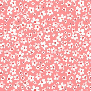 Strawberry Blooms|White Flowers on Pink|Renee Davis