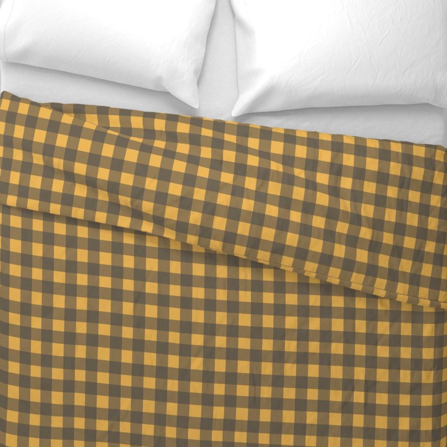 Gingham  - Charcoal and Mustard Yellow, Medium