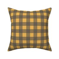 Gingham  - Charcoal and Mustard Yellow, Medium