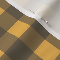 Gingham  - Charcoal and Mustard Yellow, Medium