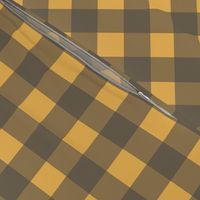 Gingham  - Charcoal and Mustard Yellow, Medium