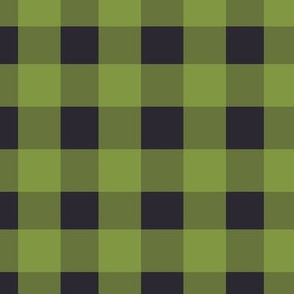 Gingham - Bright Lime Green on Dark Grey, Medium