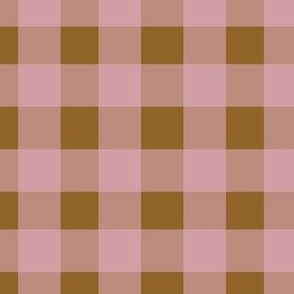 Gingham - Pink and Golden Brown, Medium