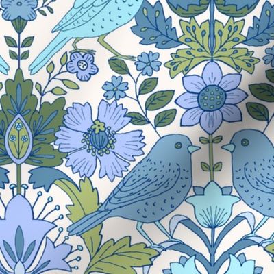 31 Art Nouveau Birds blue