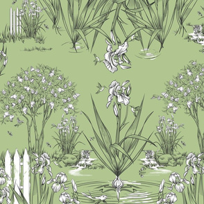 Toile Iris Pond | Celery Green+Black+White