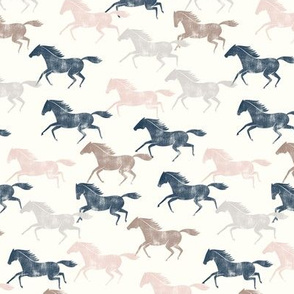 (small scale) wild horses - multi (blue, silk pink, sand & stone)  - C20BS
