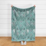 Toile Iris Pond Pattern | Light Teal Green+Black+White