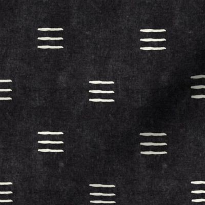 (med scale) triple dash - mud cloth - onyx - mudcloth farmhouse tribal - C20BS