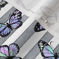 Unicorn Monarch Butterflies on Grey Stripes