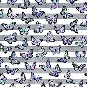 Small Unicorn Monarch Butterflies on Grey Stripes