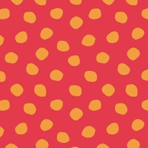 red with orange dots