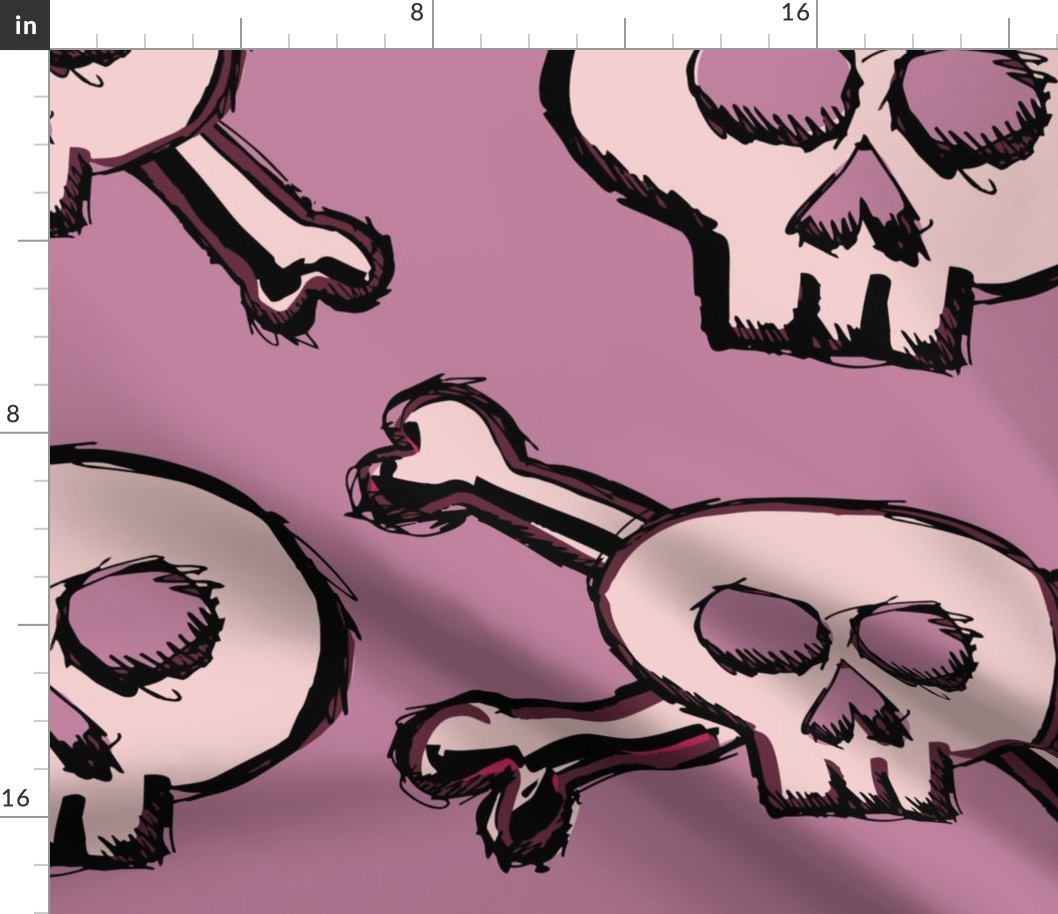 Pirate's Life - Pink Subtle Skulls and Crossbones - Jumbo