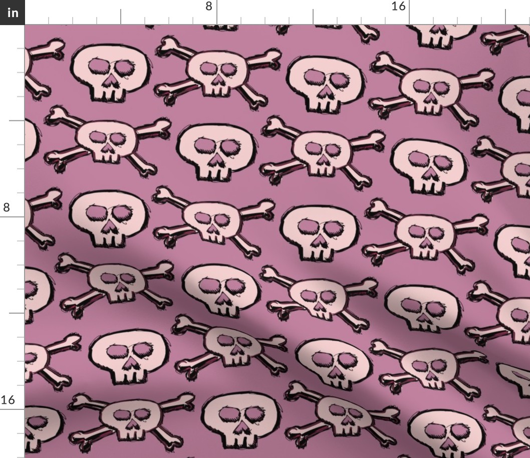 Pirate's Life - Pink Subtle Skulls and Crossbones - Medium