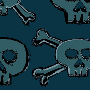 Pirate's Life - Teal Subtle Skulls and Crossbones - Jumbo