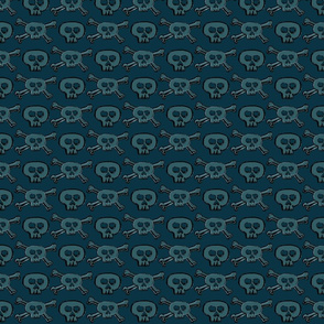 Pirate's Life - Teal Subtle Skulls and Crossbones - Small