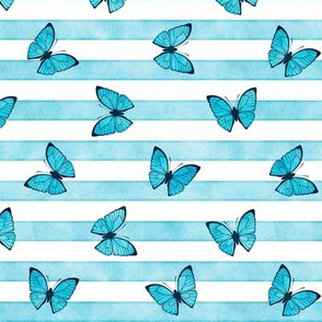 Small Blue Emperor Butterflies on Sky Blue Stripes