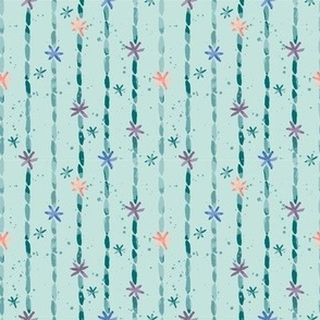 Mint| Watercolor Snowflake Stripe | Small